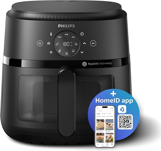 قلايه فيليبس الهوائية XL - ١٧٠٠ واط، ٥٠/٦٠ هرتز، ٦.٢ لتر، ١.٢ كجم، نافذة شفافة، ١٣ وظيفة طهي في ١، تقنية الهواء السريع، أسود - NA230/00 - ضمان لمدة عامين من رايه