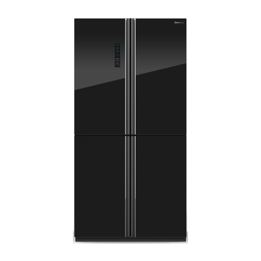 ثلاجة جرونيا قائمة بذاتها، ٩١ سم، ٤ أبواب، لون أسود، سعة صافية إجمالية ٦١٠ لترات، تصميم زجاجي - NRM9181TBG