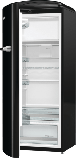 ثلاجة جرونيا ، تحكم ميكانيكي، منطقة مقرمشة مع خاصية التحكم بالرطوبة، نظام أيون إير مع تبريد ديناميكي، شريط LED جانبي، 4 رفوف زجاجية - ORB153BK - الصورة 2