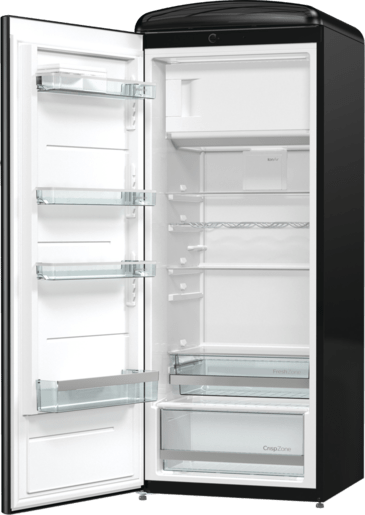 ثلاجة جرونيا ، تحكم ميكانيكي، منطقة مقرمشة مع خاصية التحكم بالرطوبة، نظام أيون إير مع تبريد ديناميكي، شريط LED جانبي، 4 رفوف زجاجية - ORB153BK - الصورة 3