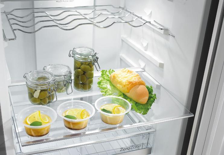 ثلاجة جرونيا ، تحكم ميكانيكي، منطقة مقرمشة مع خاصية التحكم بالرطوبة، نظام أيون إير مع تبريد ديناميكي، شريط LED جانبي، 4 رفوف زجاجية - ORB153BK - الصورة 6