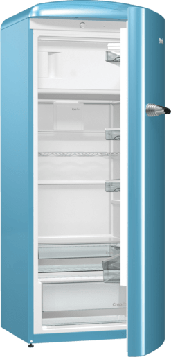 ثلاجة جرونيا ، تحكم ميكانيكي، CrispZone مع نظام التحكم بالرطوبة، IonAir مع DynamiCooling، شريط LED جانبي، 4 رفوف زجاجية - ازرق ORB153BL - الصورة 2