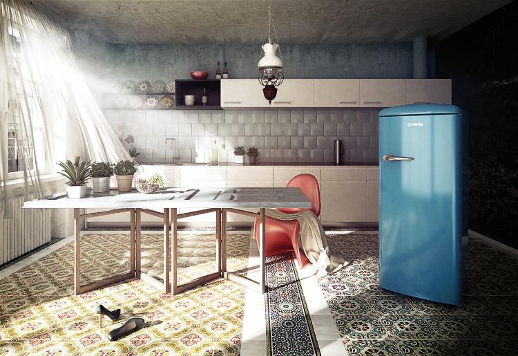 ثلاجة جرونيا ، تحكم ميكانيكي، CrispZone مع نظام التحكم بالرطوبة، IonAir مع DynamiCooling، شريط LED جانبي، 4 رفوف زجاجية - ازرق ORB153BL - الصورة 5