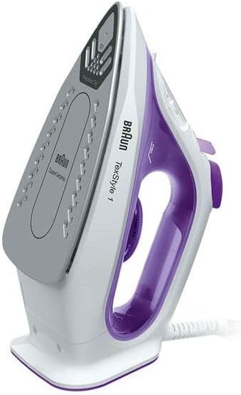 مكواة بخار براون تكس ستايل ١، بنعل مطلي بالسيراميك الفائق، وضع اقتصادي، سعة ٢٢٠ مل، ٢٠٠٠ واط، موديل SI ١٠٨٠ VI، أبيض، بنفسجي - الصورة 2